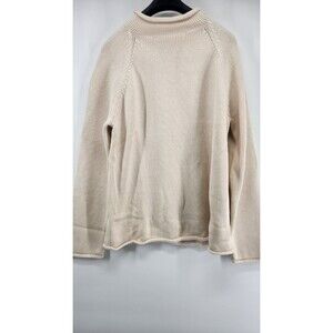 J. Crew Roll Neck Sweater 1988 White Cotton Mens Medium Fisherman Heavyweight